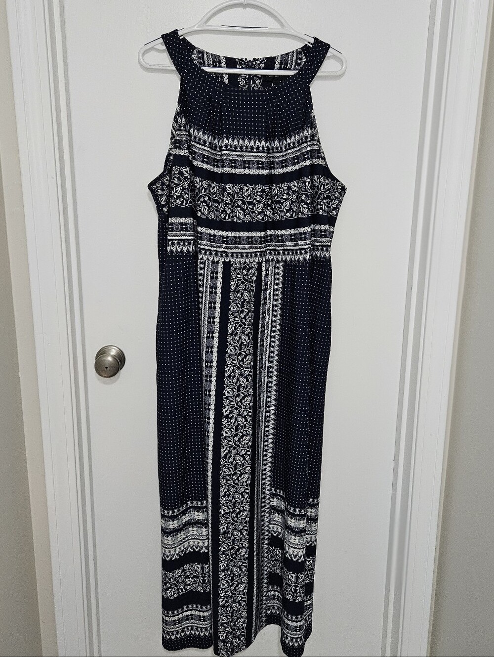 Lane Bryant Navy and White Printed Maxi Dress Size 22/24